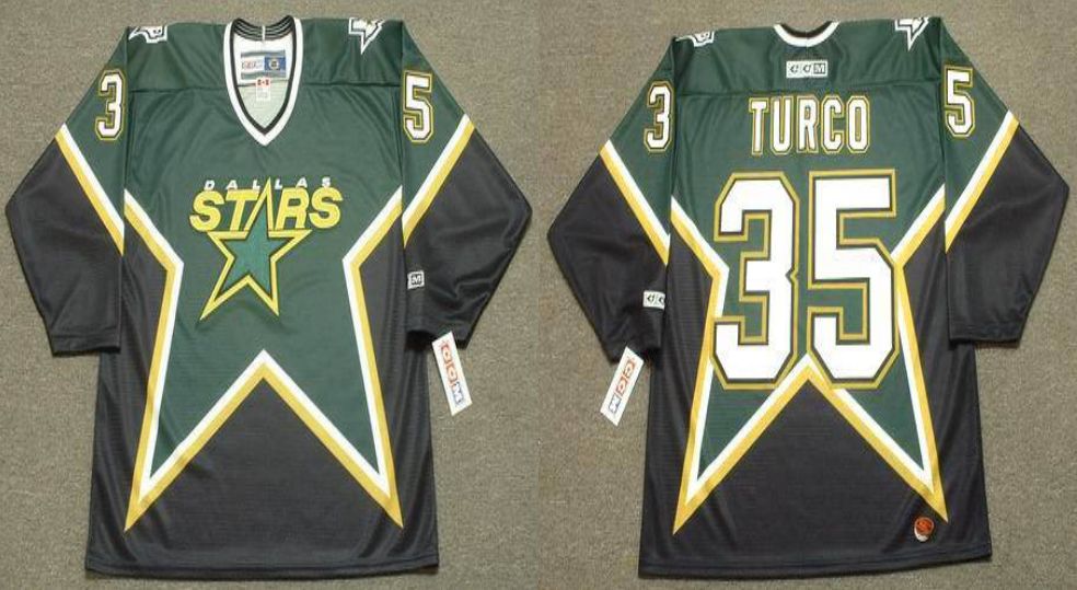 2019 Men Dallas Stars #35 Turco Black CCM NHL jerseys